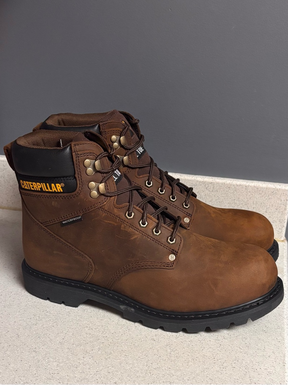 Caterpillar Cat Second Shift Steel Toe Mens Work Boots P91660 Dark Brown Size 12
